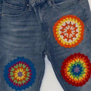 Retro Jean with Embroider Circle Patches